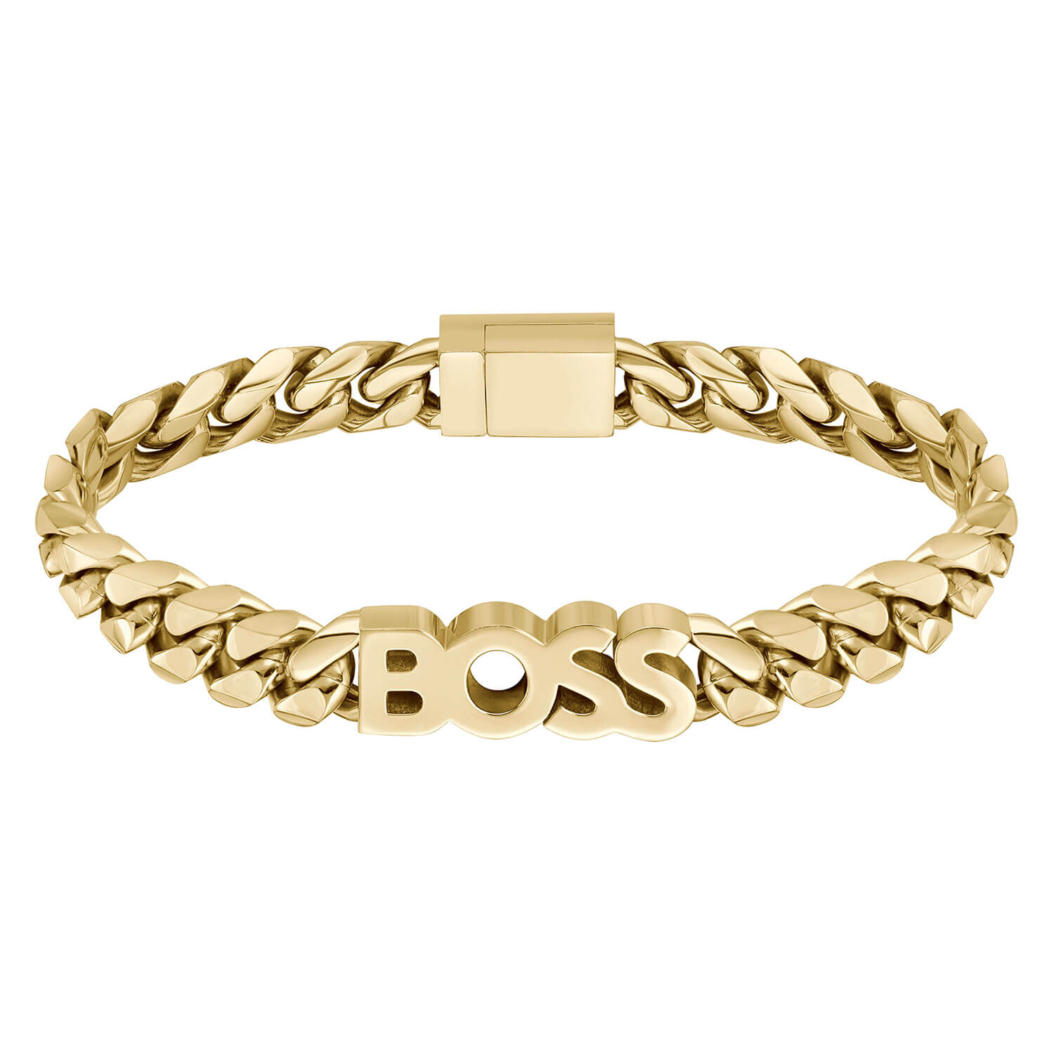 BOSS Kassy Yellow Gold Plated IP Logo Chain Bracelet