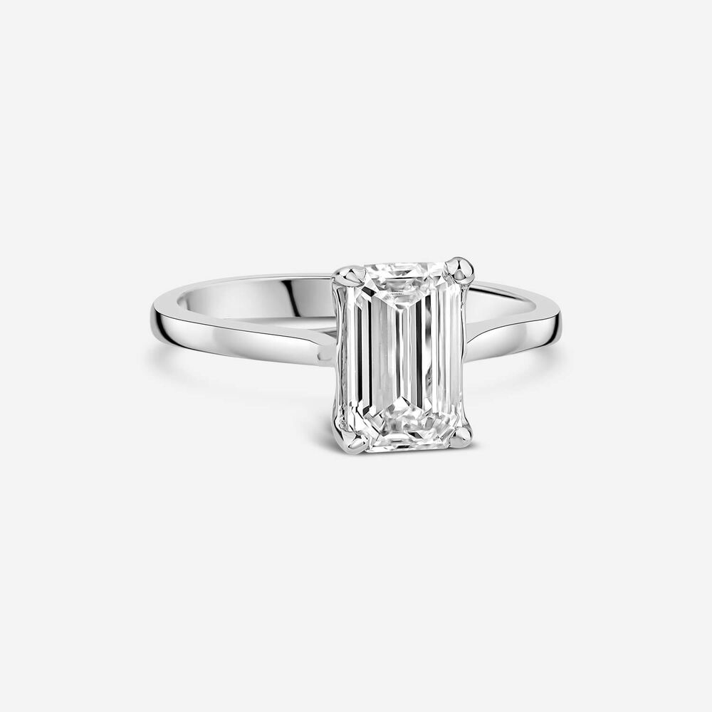 Born Platinum 1.70ct Lab Grown Emerald Cut Diamond Ring image number 2