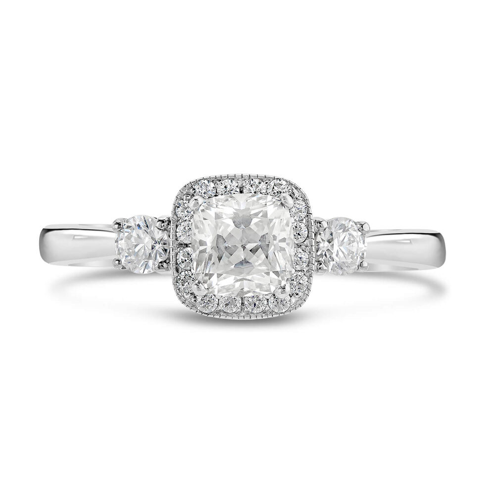 Northern Star 0.80ct Cushion Halo Diamond 18ct White Gold Ring