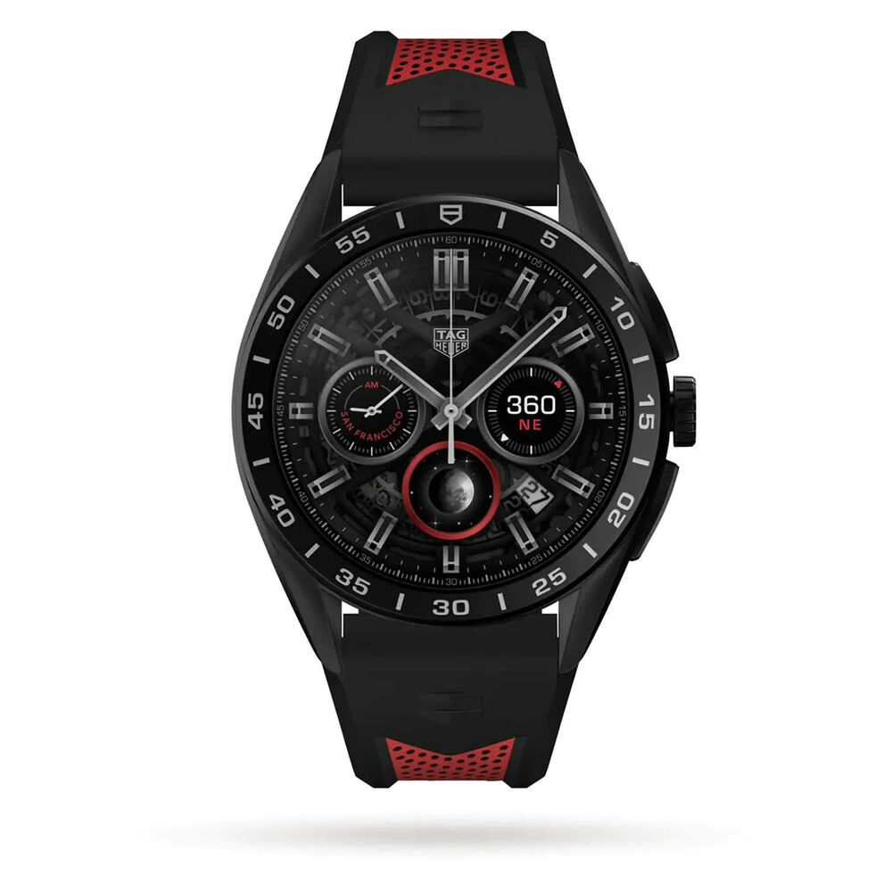 Tag Heuer Connected 45mm Touch Screen Titanium Case Black & Red Strap Watch