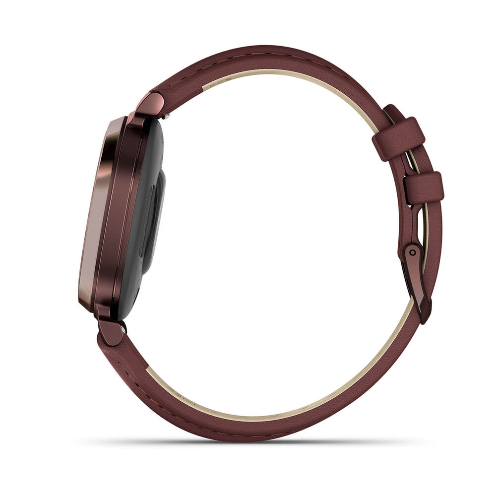 Garmin Lily® 2 Classic Dark Bronze Bezel Mulberry Leather Strap Watch image number 3