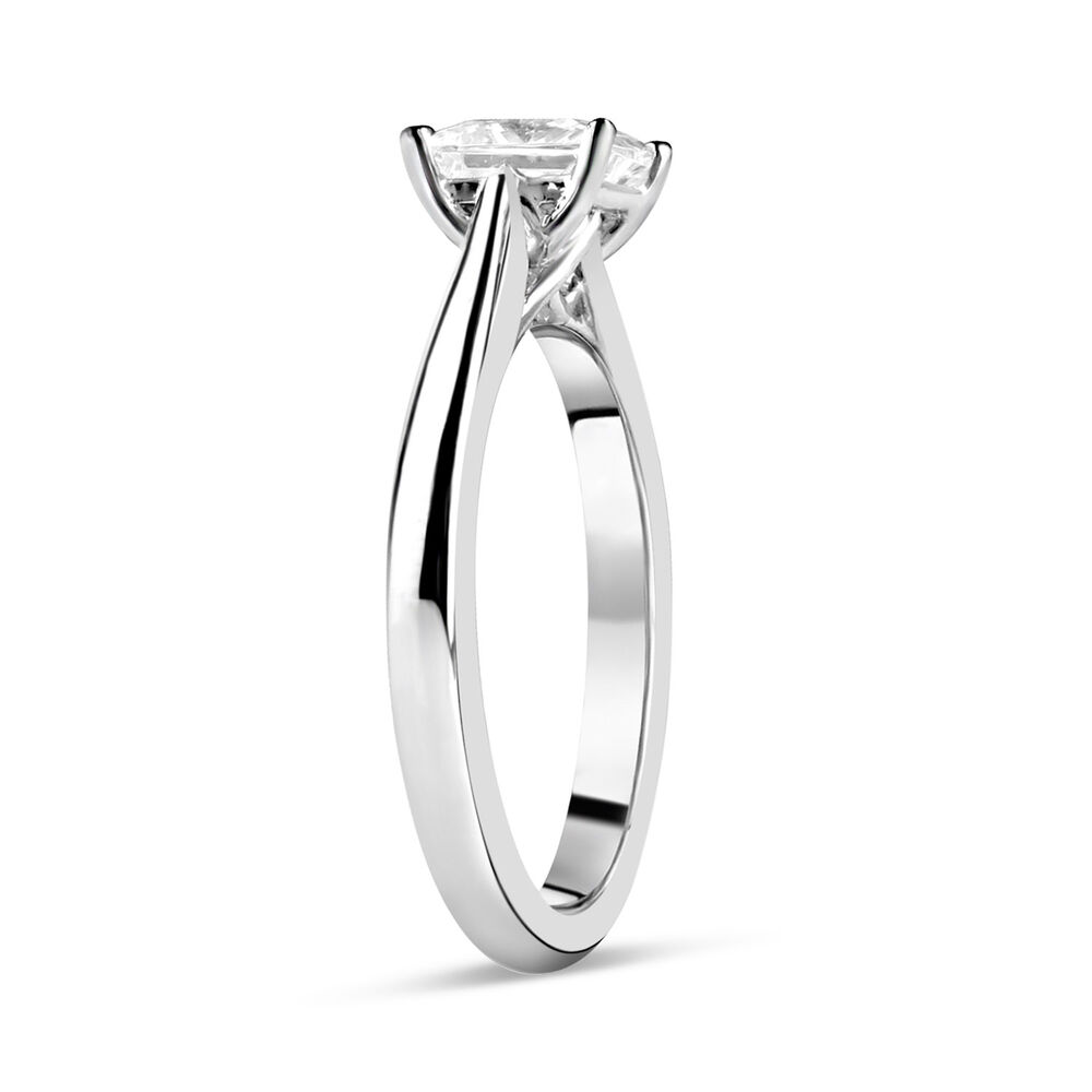 Platinum 0.70ct Princess Diamond Orchid Setting Ring image number 3