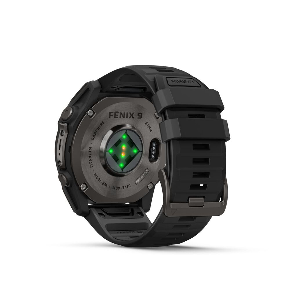 Garmin fenix 9 51mm Carbon Grey DLC Titanium Black Silicone Strap Watch