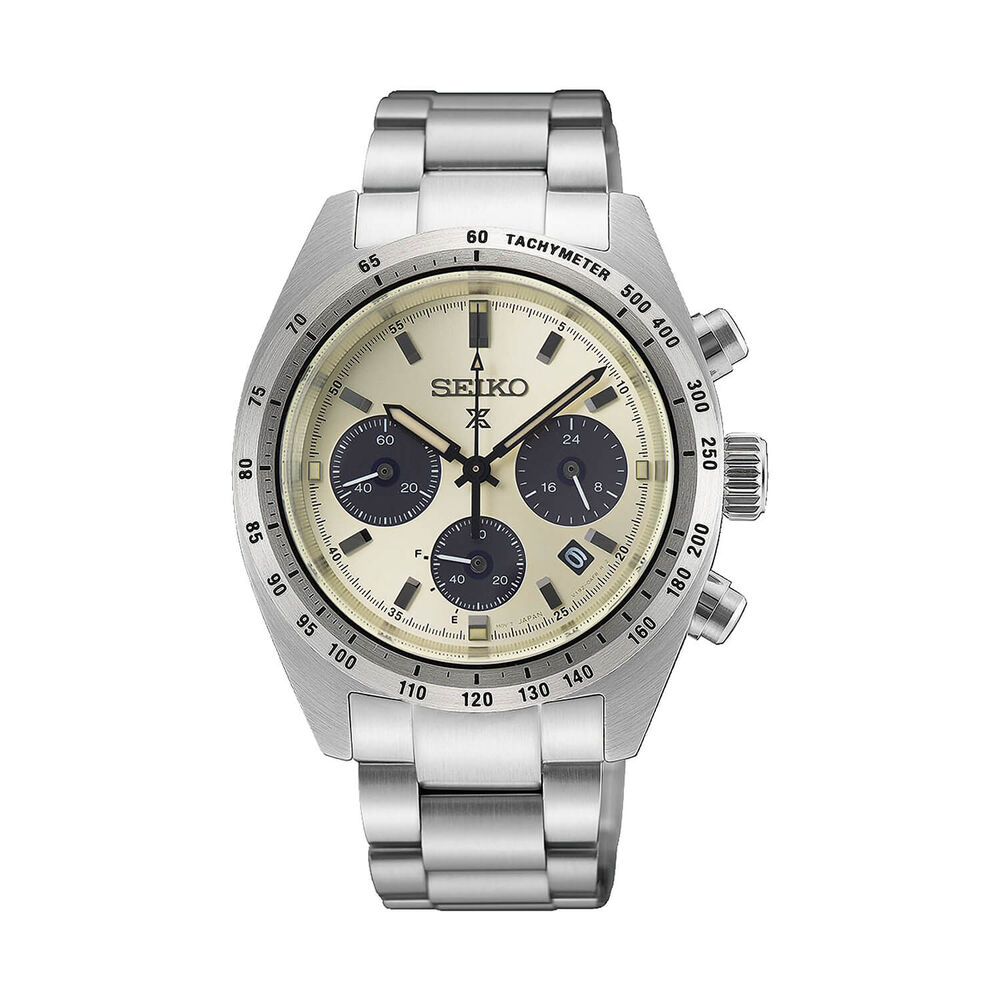 Seiko Prospex Speedtimer ‘Motoring’ European Exclusive 39mm Ivory Dial Steel Bracelet Watch