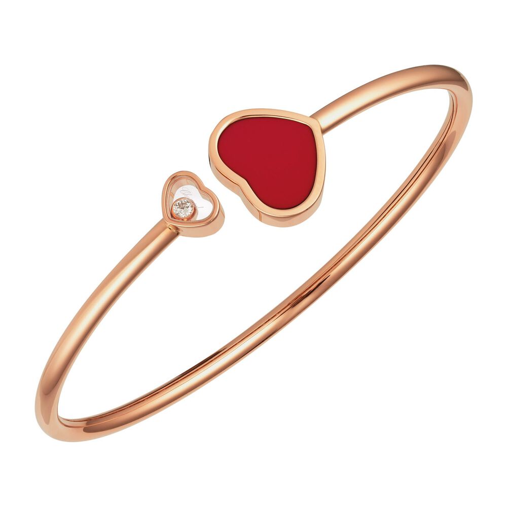 Chopard 18ct Rose Gold Red Happy Heart Diamond Bangle image number 0