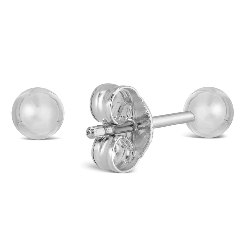9ct White Gold 3mm Polished Ball Stud Earrings image number 2