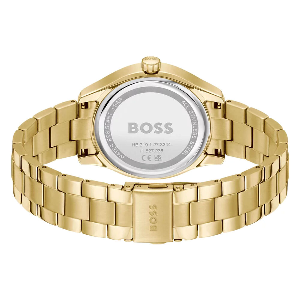 BOSS Lida 38mm Green Dial Yellow Gold Steel Bracelet Watch image number 2