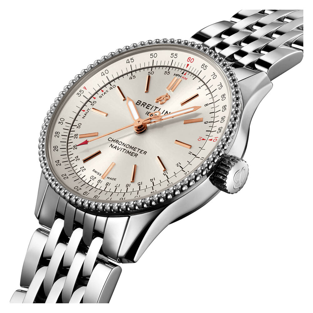 Breitling Navitimer 35mm Chronometer Caliber 17 Silver Steel Watch image number 2