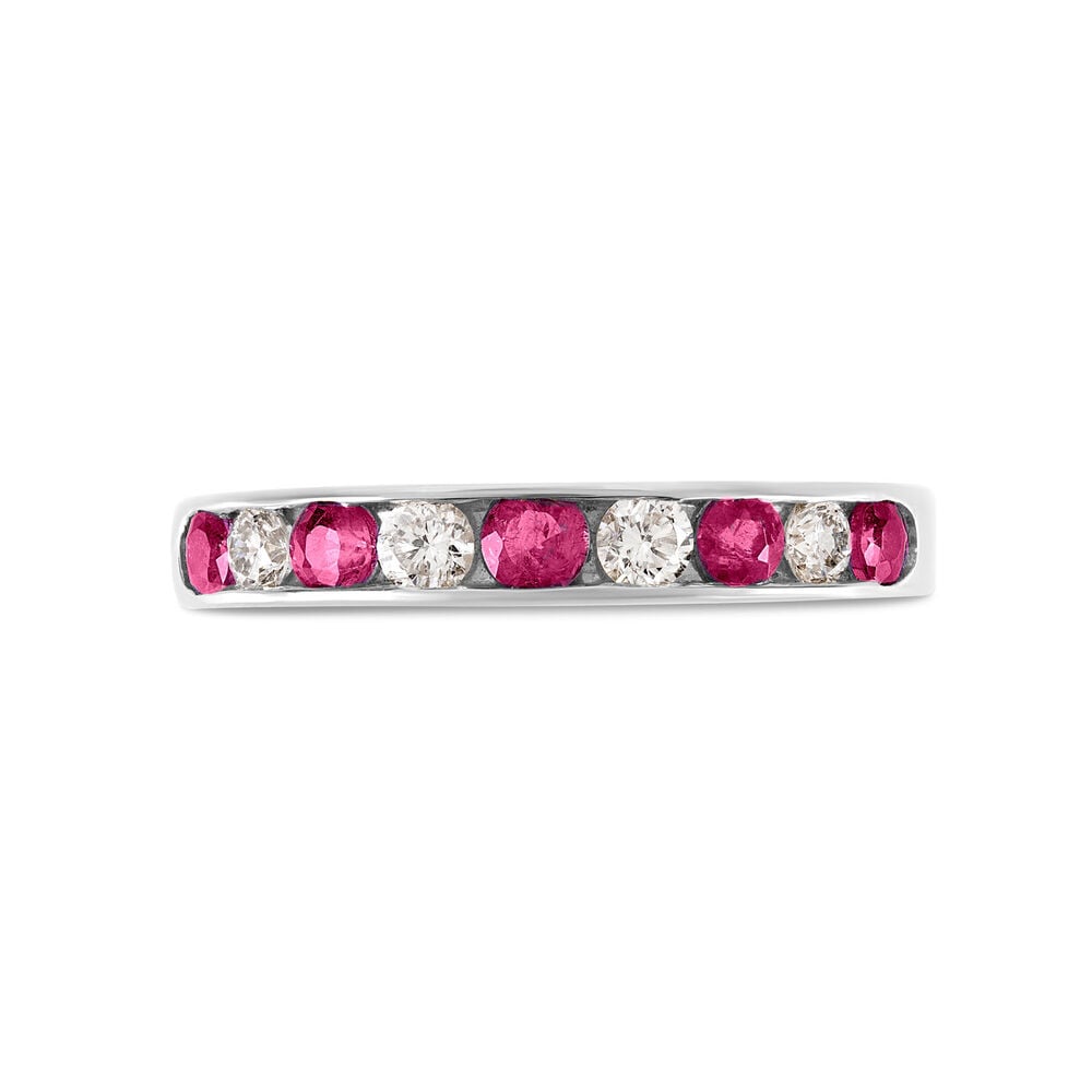 18ct white gold ruby and 0.28 carat diamond ring