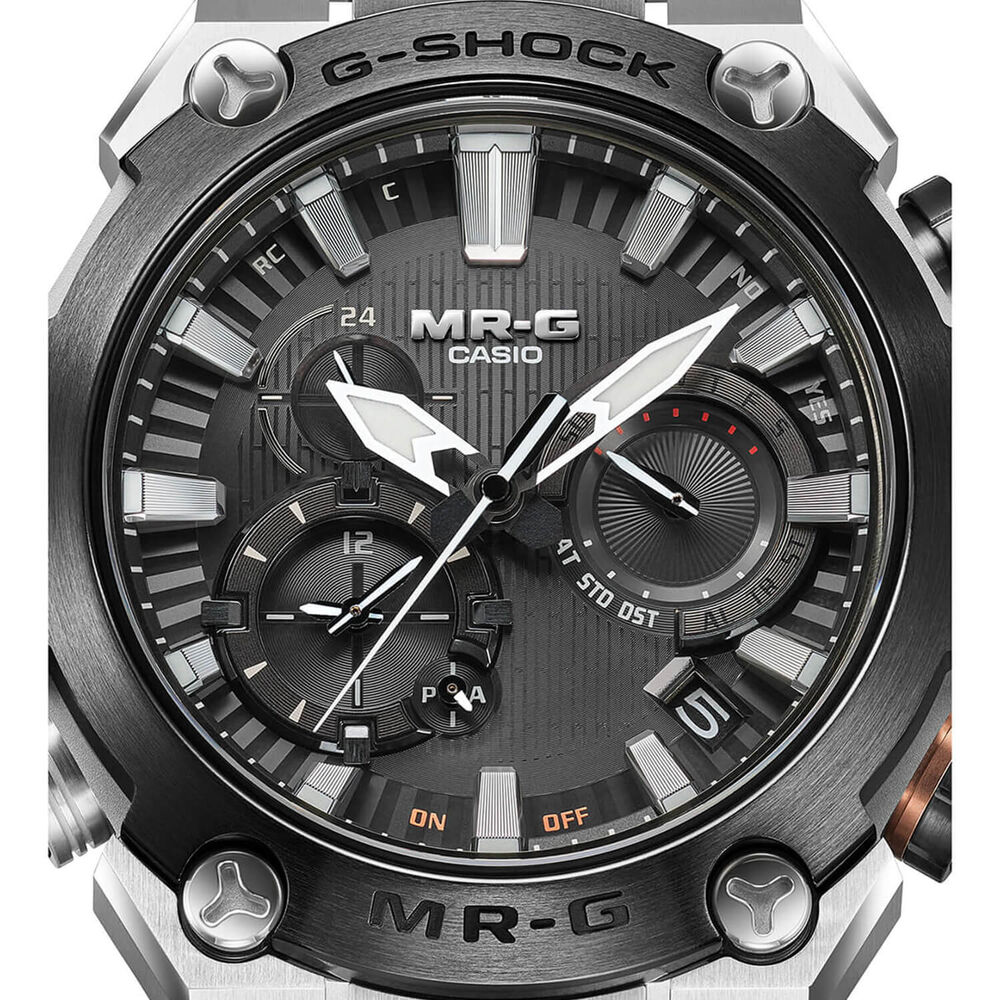 G-SHOCK MR-G 54.7mm Black Dial Silver Titanium Bracelet Watch image number 3