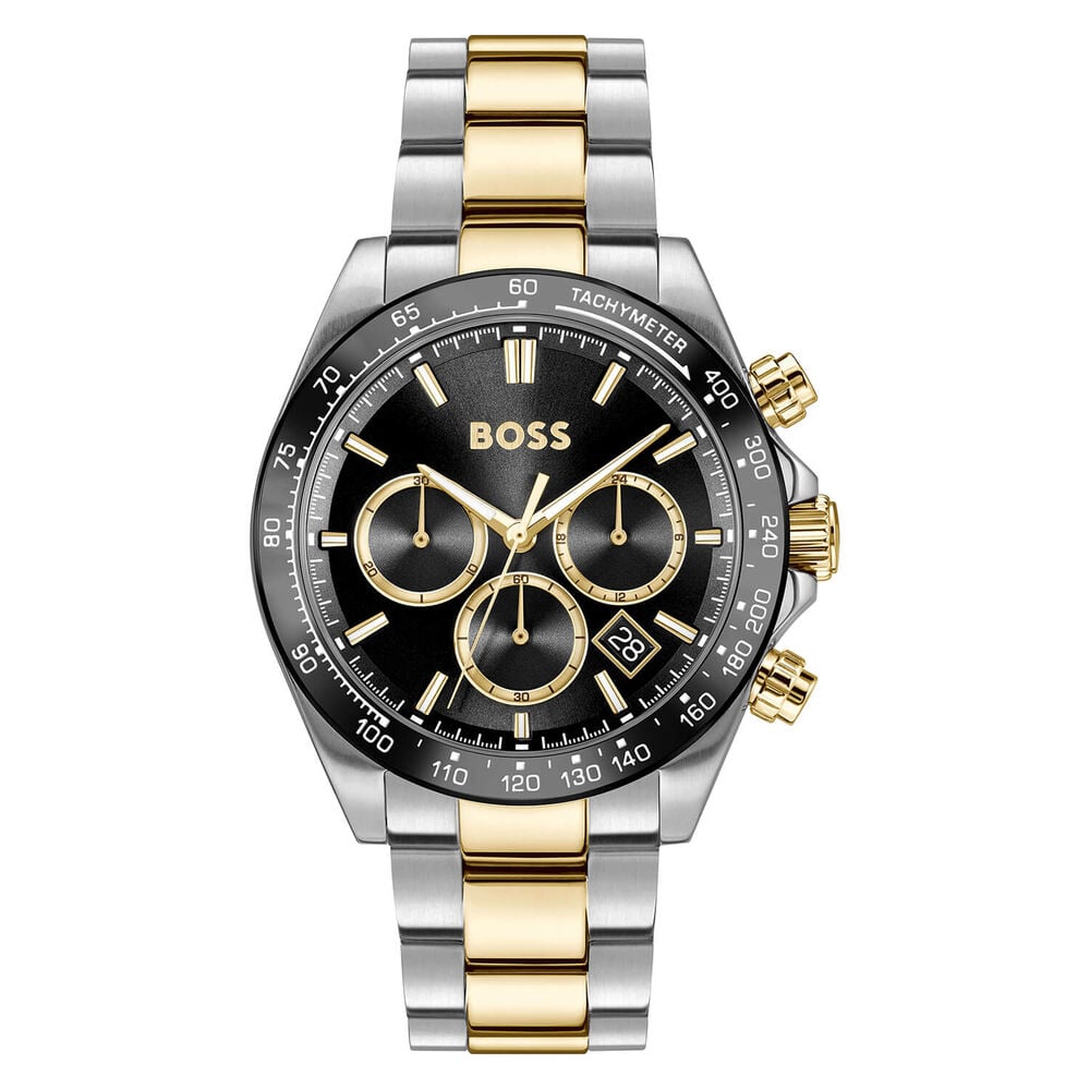 BOSS Hero 2.0 Chronograph 43mm Black Dial Two Tone Steel Bracelet Watch image number 0