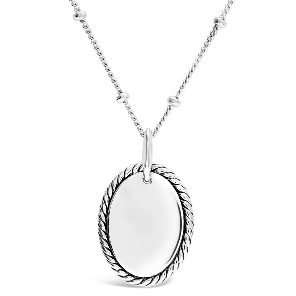 Silver Oval Woven Edge Disc Pendant image number 0