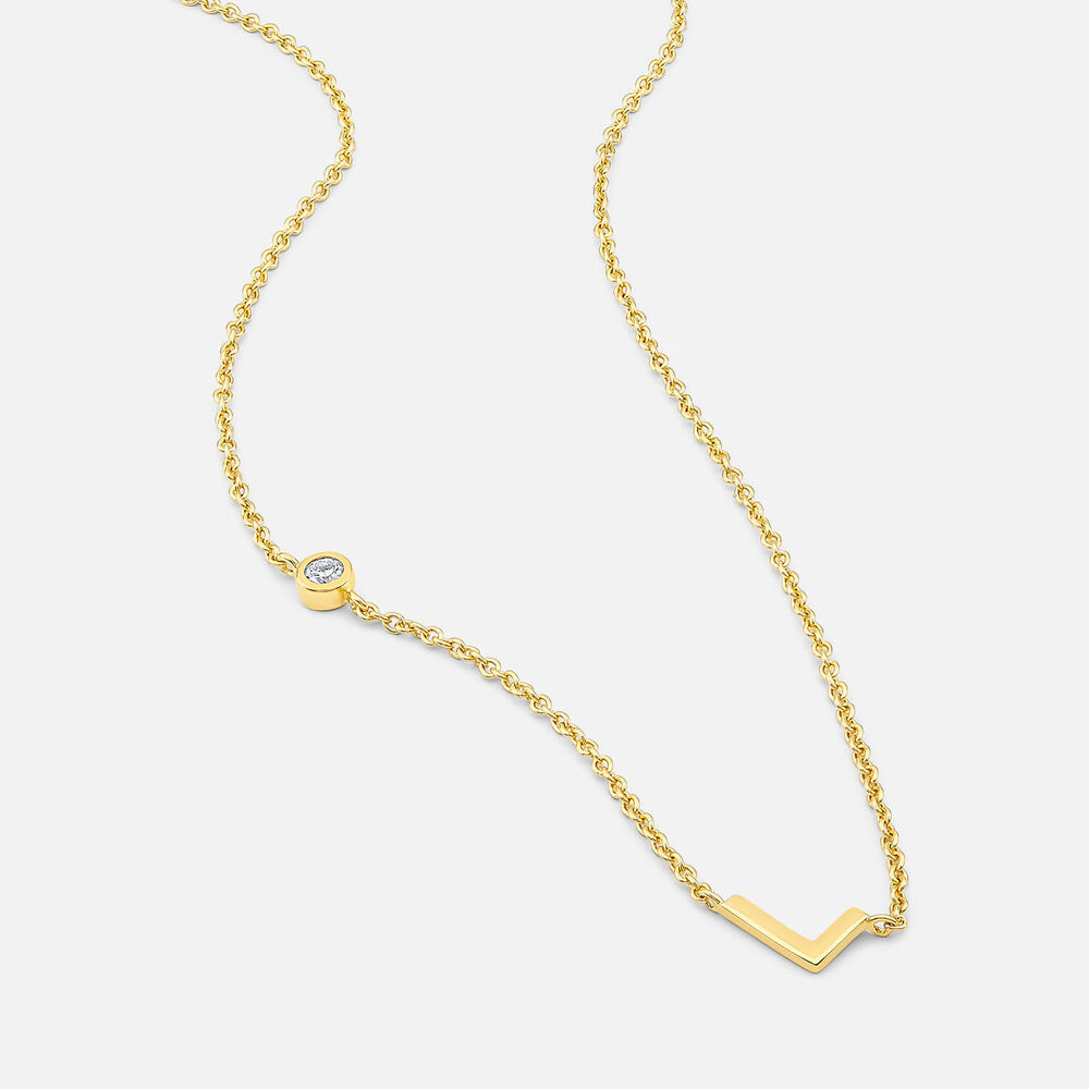 Yellow Gold Plated Vermeil Sterling Silver 0.06ct Lab Grown Diamond Initial L Necklet
