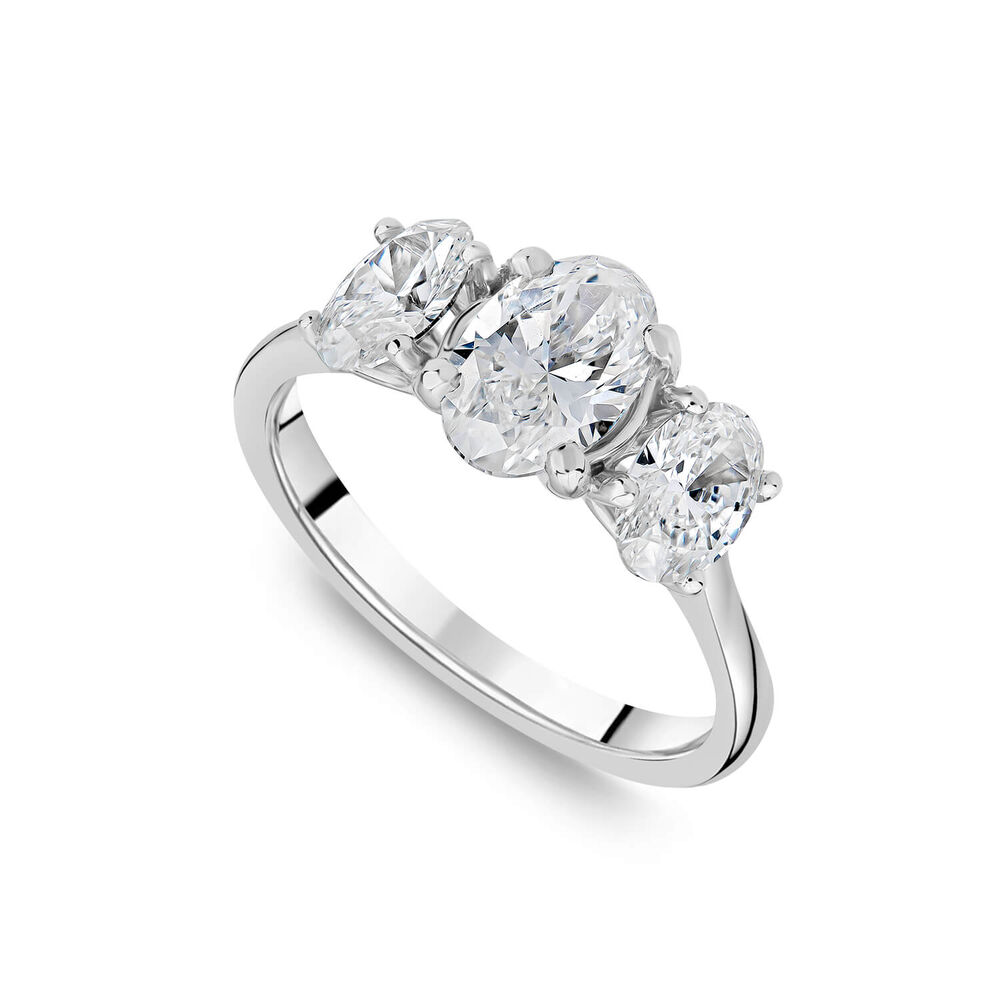 Born Platinum 2ct 3 Oval Stone Diamond Ring