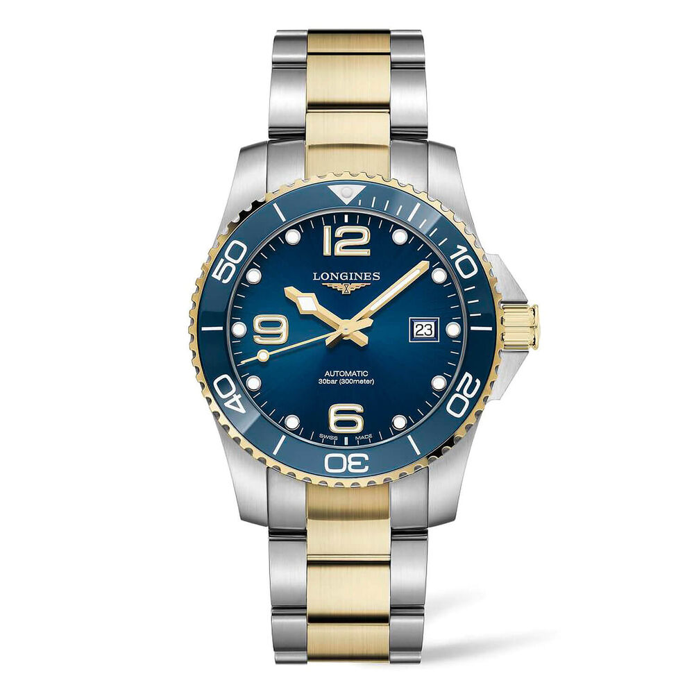 Longines HydroConquest 41mm Blue Dial Yellow Gold & Steel Case Bracelet Watch image number 0