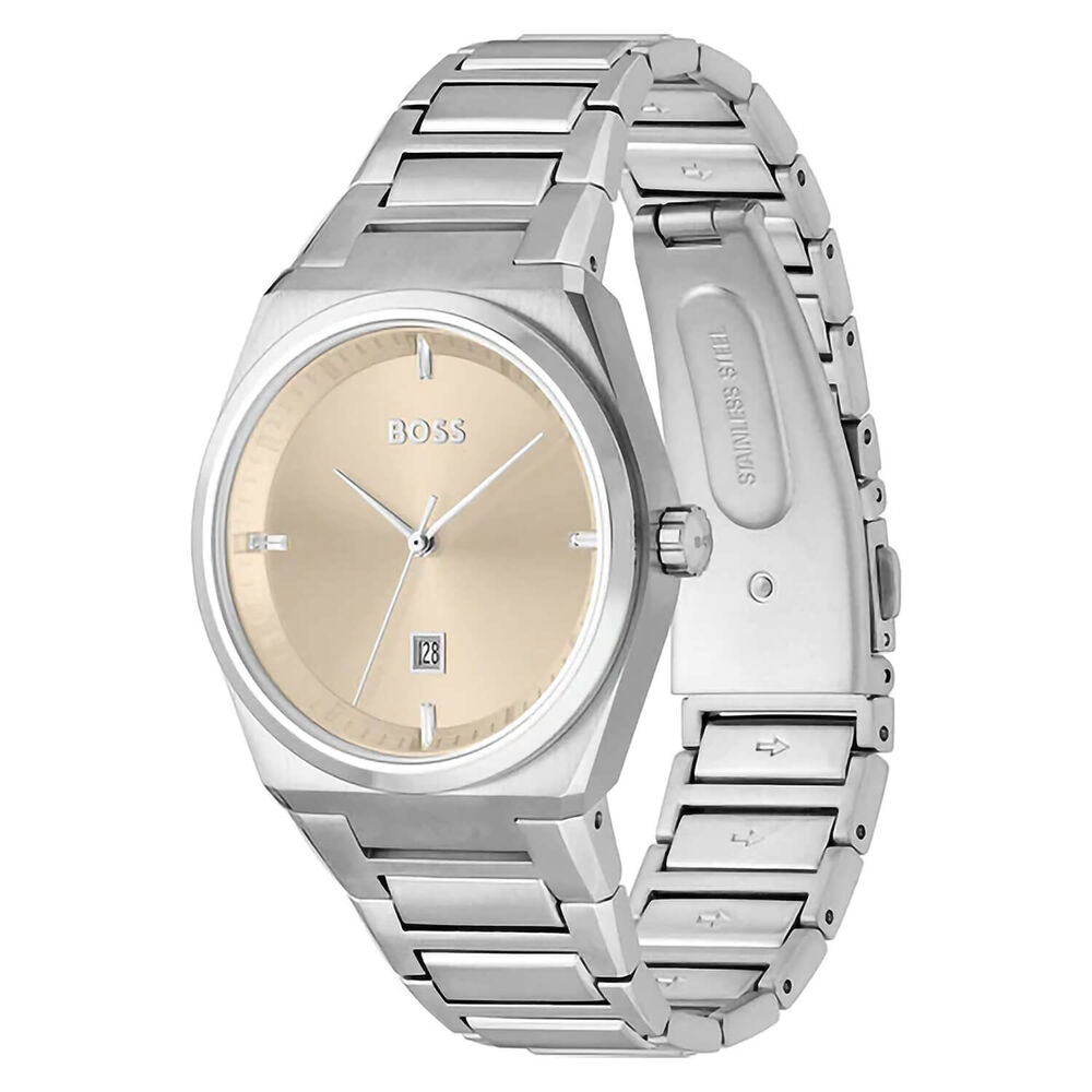 BOSS Steer 36mm Pink Dial Steel Case Watch image number 1