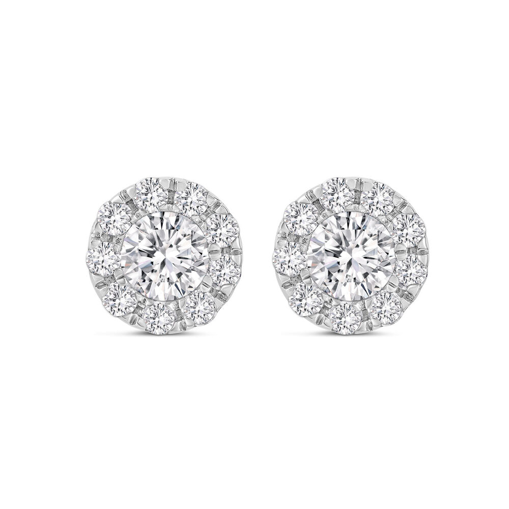 9ct White Gold 0.50ct Diamond Halo Stud Earrings