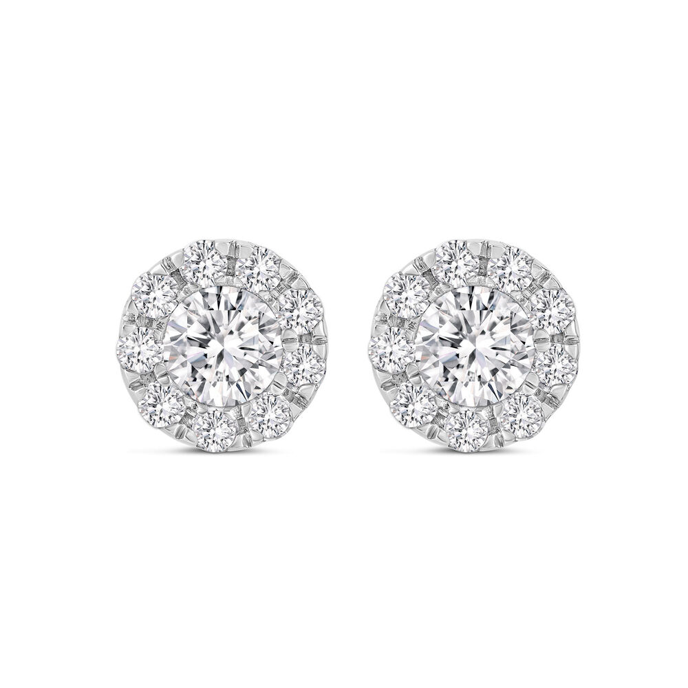 9ct White Gold 0.50ct Diamond Halo Stud Earrings image number 0