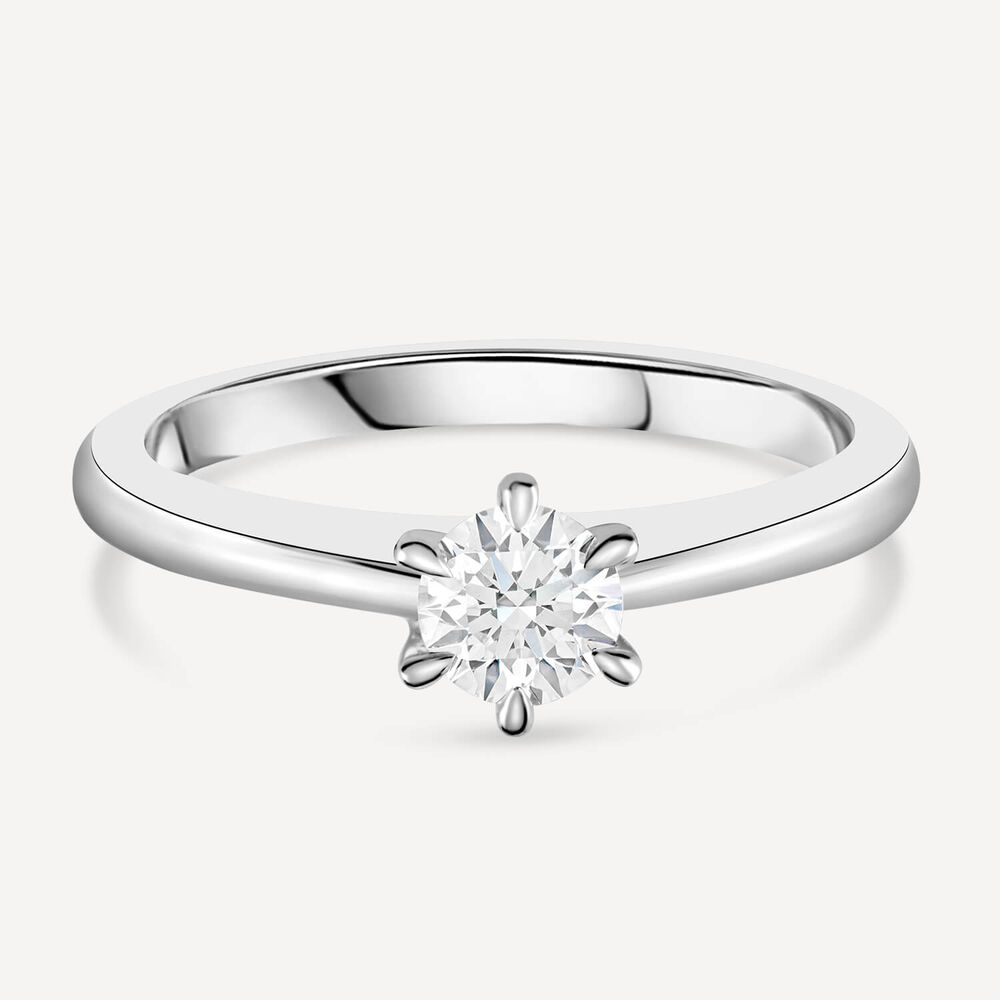 Platinum 0.31ct Round Diamond Six Claw Solitaire Ring image number 4