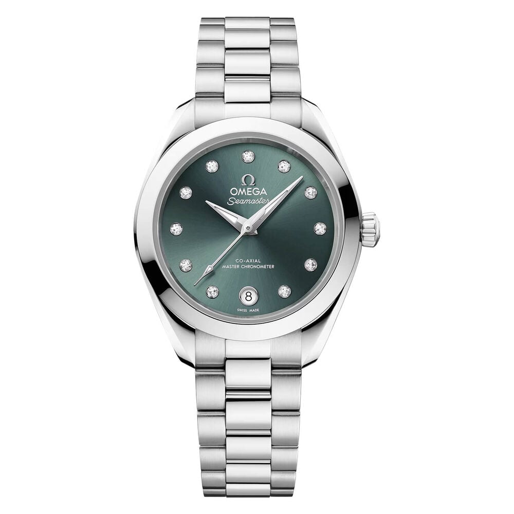 OMEGA Seamaster Aqua Terra 150M 30mm Pine Green Dial Diamond Dots Steel Bracelet Watch image number 0