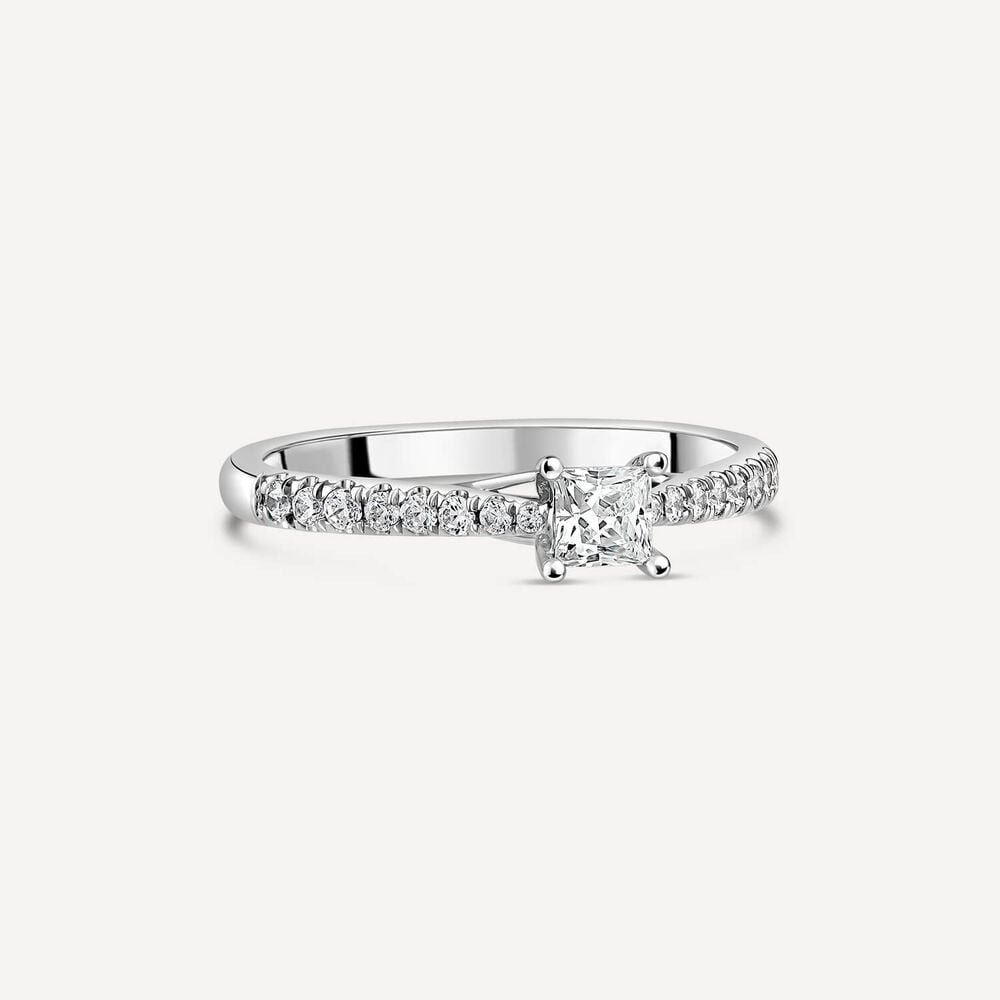 Platinum Orchid Setting Princess Cut Diamond With 0.50 Carat Ring image number 2