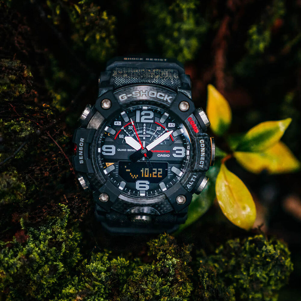 G-SHOCK Master of G Mudmaster 55.4mm Carbon Fibre Bezel & Black Resin Strap Watch