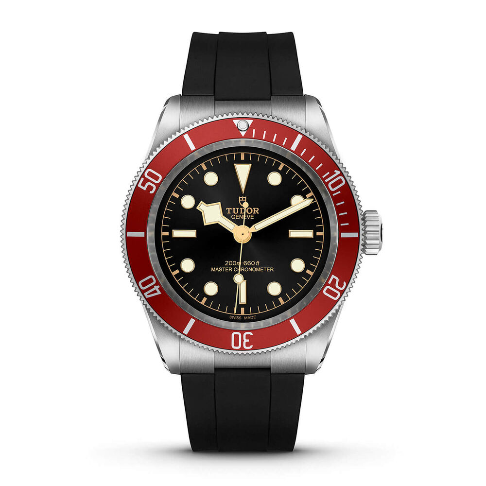 TUDOR Black Bay Heritage 41mm Black Dial Rubber Strap Watch
