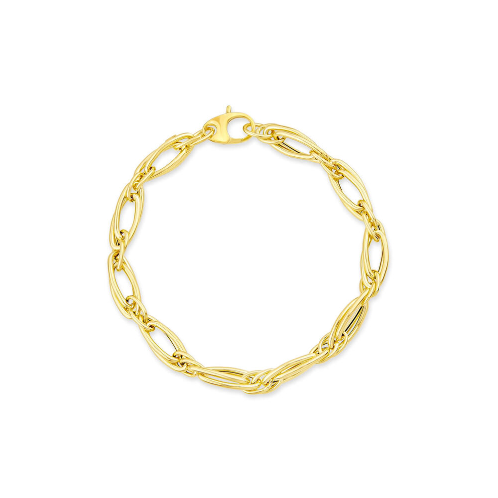 9ct Yellow Gold Oval Curbed Bracelet image number 0