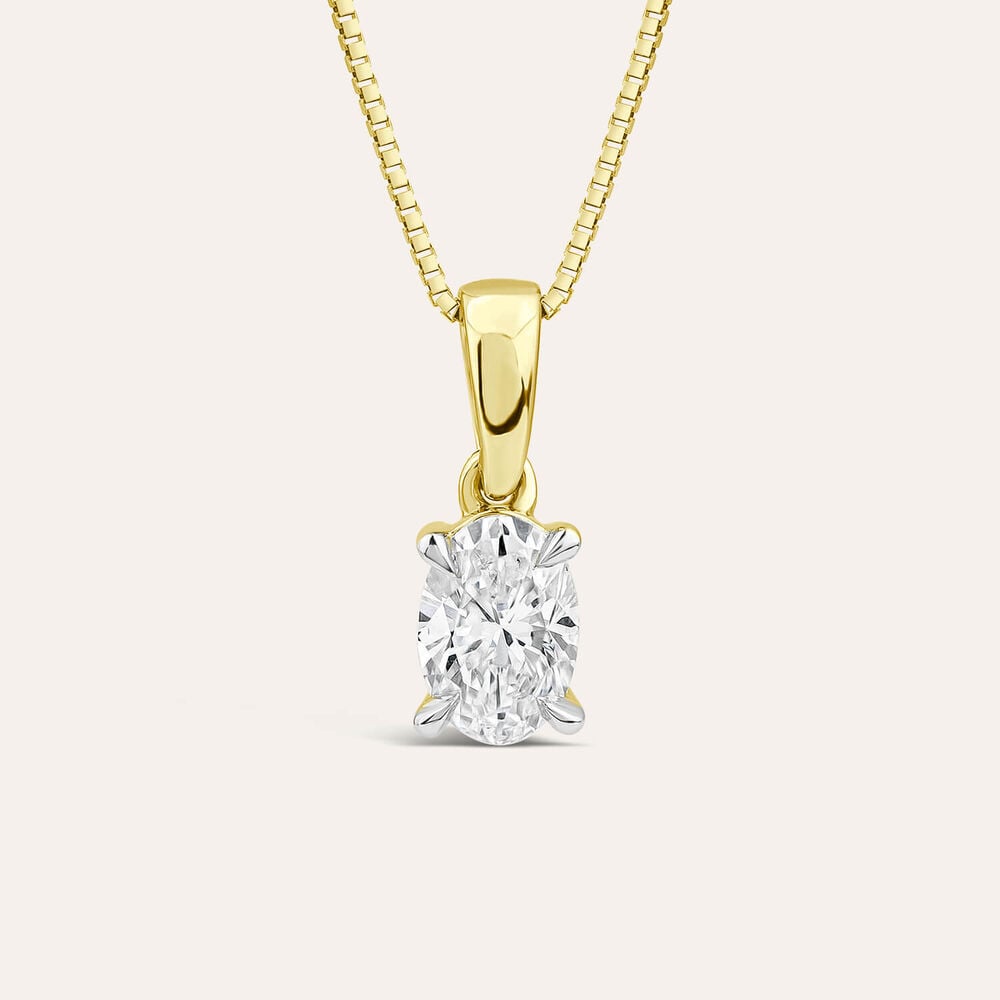18ct Yellow Gold Lab Grown 0.33ct Oval Diamond Pendant