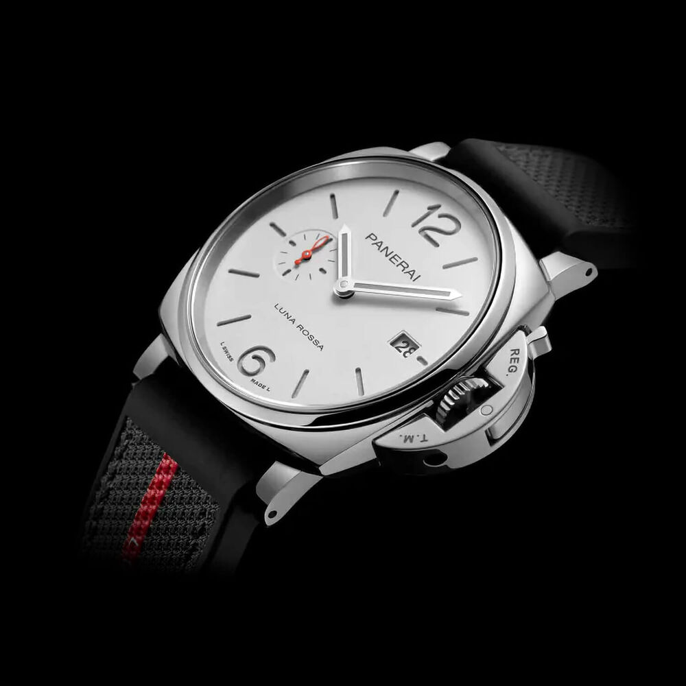 Panerai Luminor Due Luna Rossa 42mm White Dial Rubber & Fabric Strap Watch image number 2