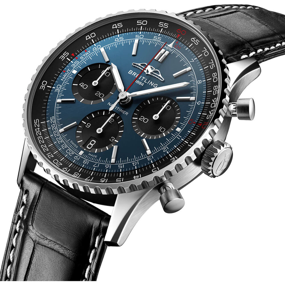 Breitling Navitimer B01 Chronograph 41 Blue Dial Black Details Black Strap Watch image number 1