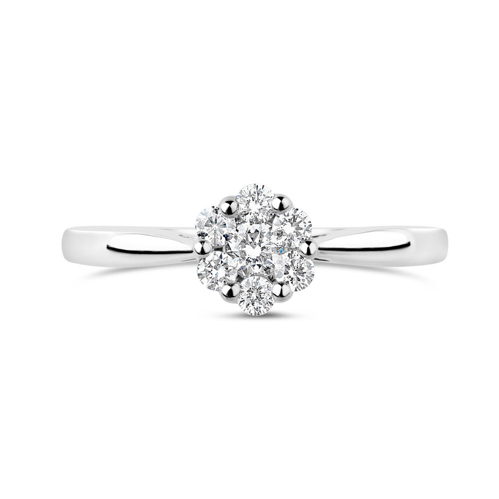 Platinum 0.25ct Diamond Flower Cluster Ring image number 6