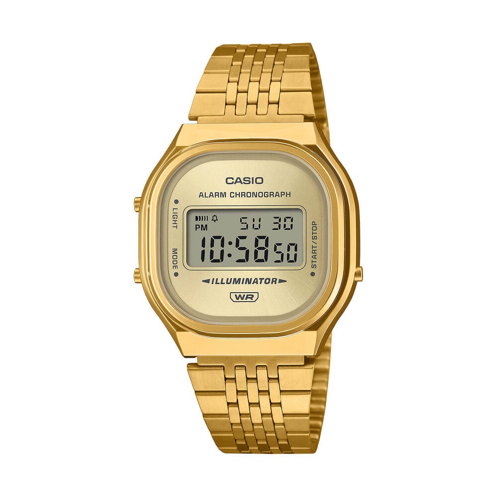 Casio Vintage 39x36.8mm Gold Dial & Gold Ion Plated Steel Bracelet Watch