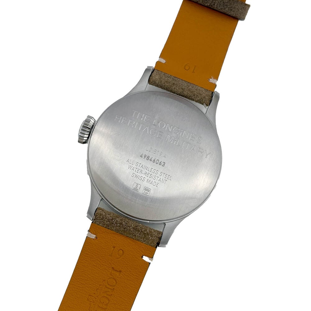 Pre-Owned Longines Heritage Military Cream Dial Leather Men's Watch image number 3