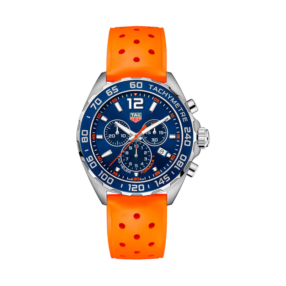 TAG Heuer Formula 1 Chronograph 43mm Blue Dial Orange Rubber Strap Watch image number 0