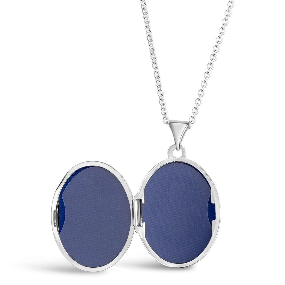 Silver engraved oval flower locket (Chain Included)