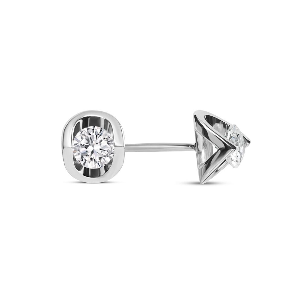 9ct White Gold 0.50ct Diamond Mirror Setting Stud Earrings image number 2