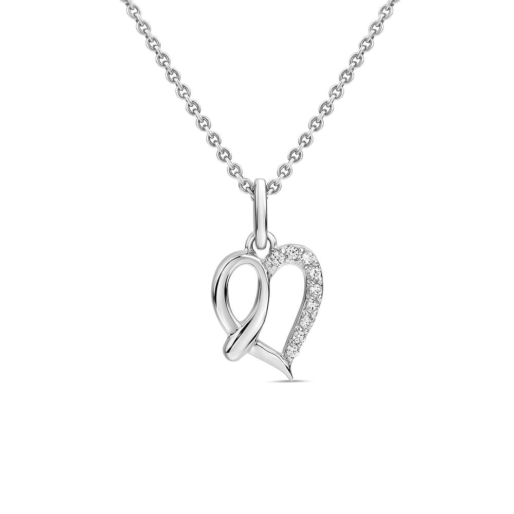 Sterling Silver Cubic Zirconia Heart Polished Centre Tail Pendant