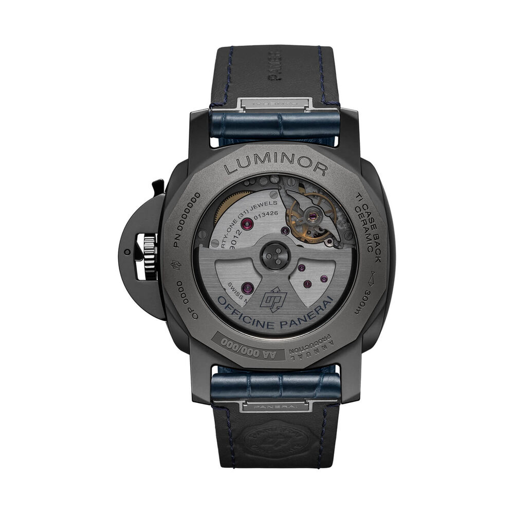 Panerai Luminor GMT Power Reserve Ceramica 44mm Blue Dial Leather Strap Watch