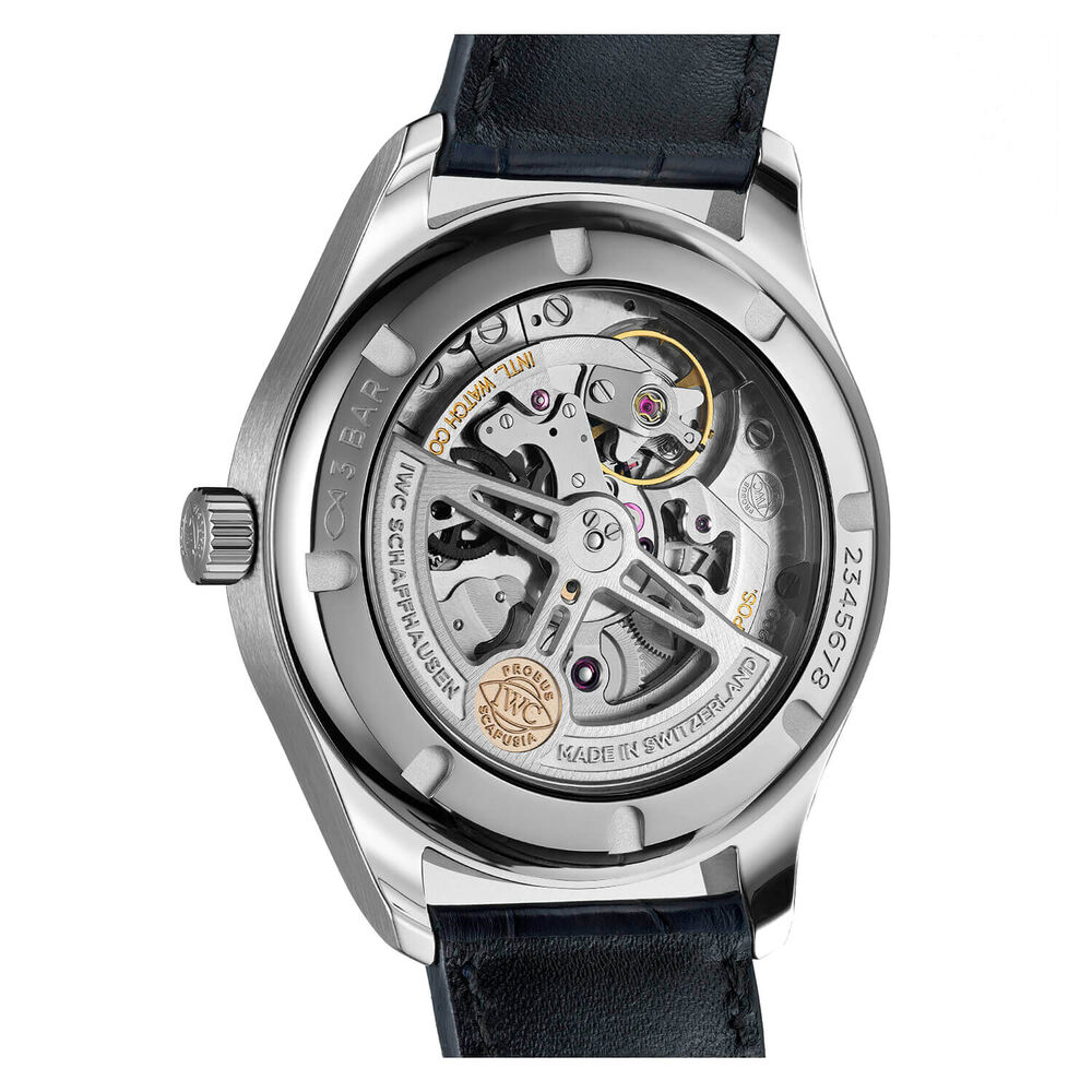 IWC Schaffhausen Portugieser Automatic 40 Silver Dial Blue Strap Watch