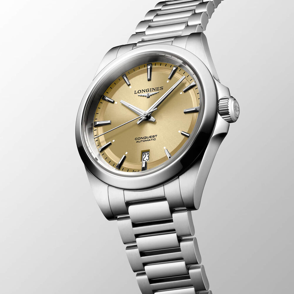 Longines Conquest 38mm Champagne Dial Steel Bracelet Watch image number 1