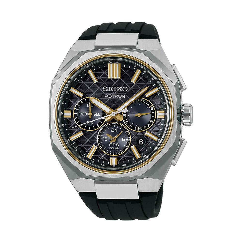 Seiko Astron 'Tesselate' 5X63 Celestial Gold Dial Silicone Strap Watch