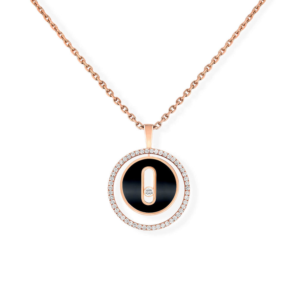 Messika Lucky Move 18ct Rose Gold 0.20ct Diamonds & Onyx Necklace