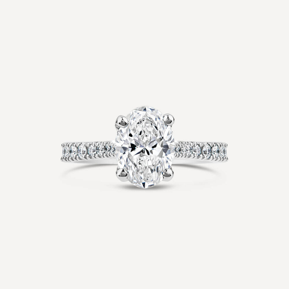 Born Platinum Lab Grown 1.20ct Oval & Diamond Sides Ring image number 1
