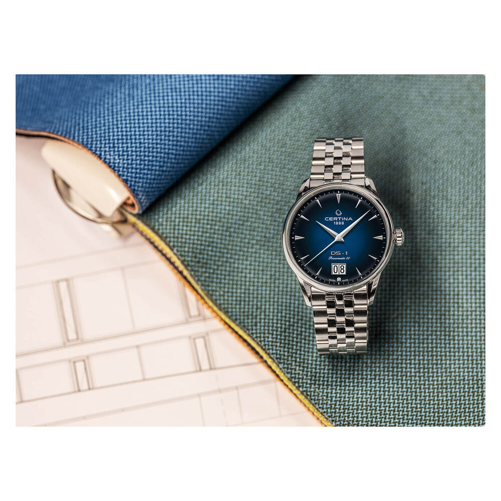 Certina Heritage Automatic 41mm Blue Dial Steel Case Bracelet Watch