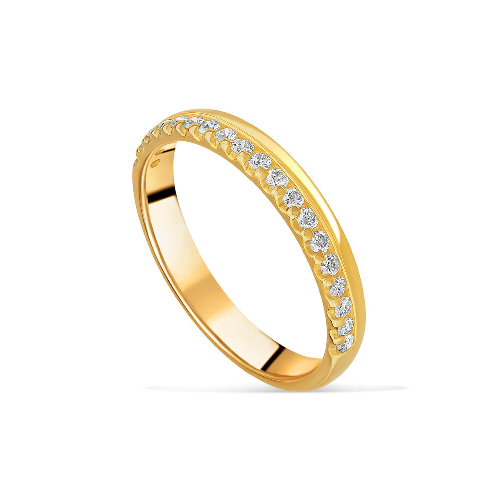 18ct Yellow Gold 3mm Offset 0.20ct Diamond Wedding Ring image number 0