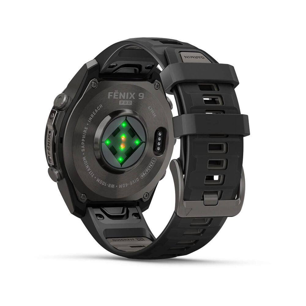 Garmin fenix 9 Pro 47mm Carbon Gray DLC Titanium Black/Pebble Grey Silicone Strap Watch