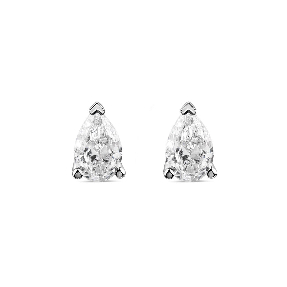 Born 9ct White Gold 0.80ct Lab Grown Pear Diamond Stud Earrings image number 0