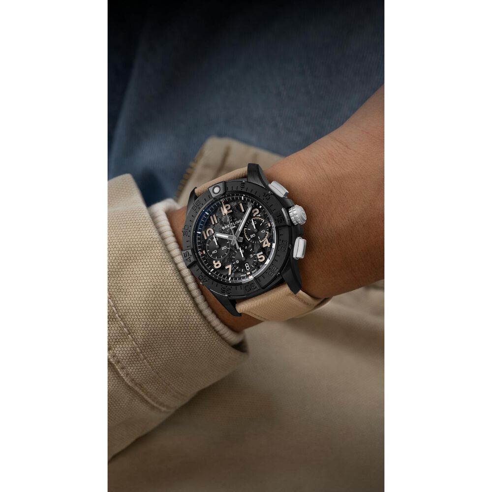 Breitling Avenger B01 Chronograph 42mm Black Dial Beige Leather Strap Watch image number 4