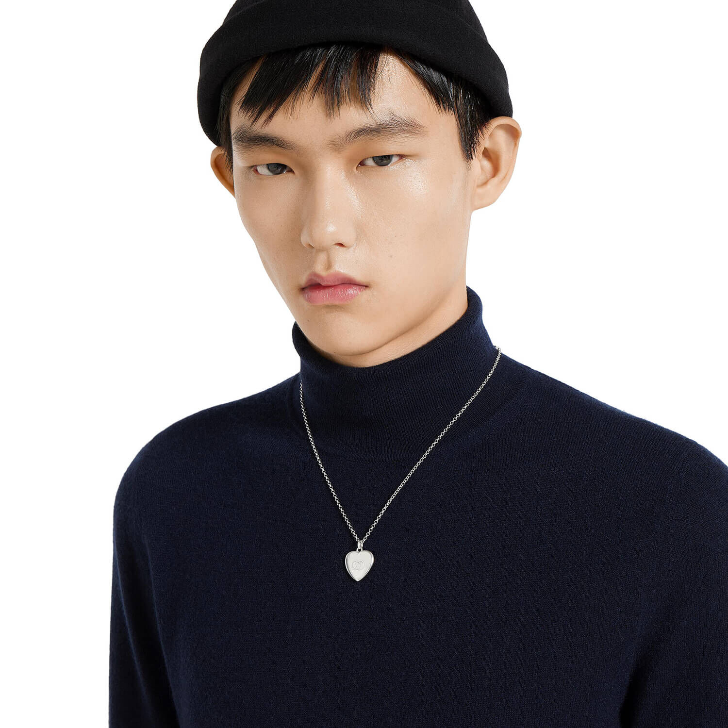 Gucci Blind for Love Silver Heart Pendant Necklace